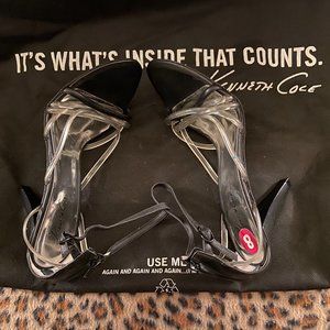 Kenneth Cole Women's Black Ankle Strap Zip Heeled Sandals -Size 8